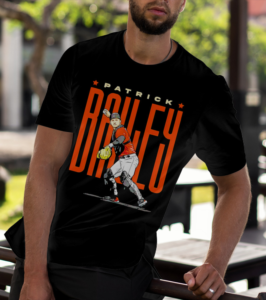 Patrick Bailey Baseball Player Illustration With Orioles Colors T-Shirt