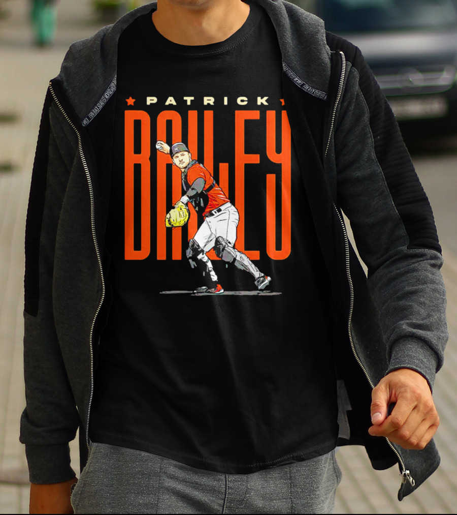 Patrick Bailey Baseball Player Illustration With Orioles Colors T-Shirt