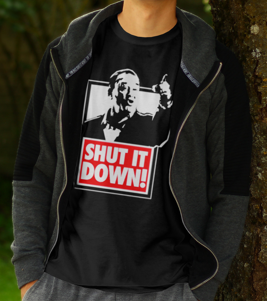 SHUT IT DOWN Meme Bold Red And White Iconic T-Shirt