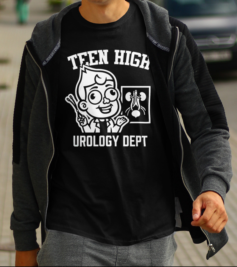 Teen High Urology Dept Cartoon Boy With Medical Chart T-Shirt