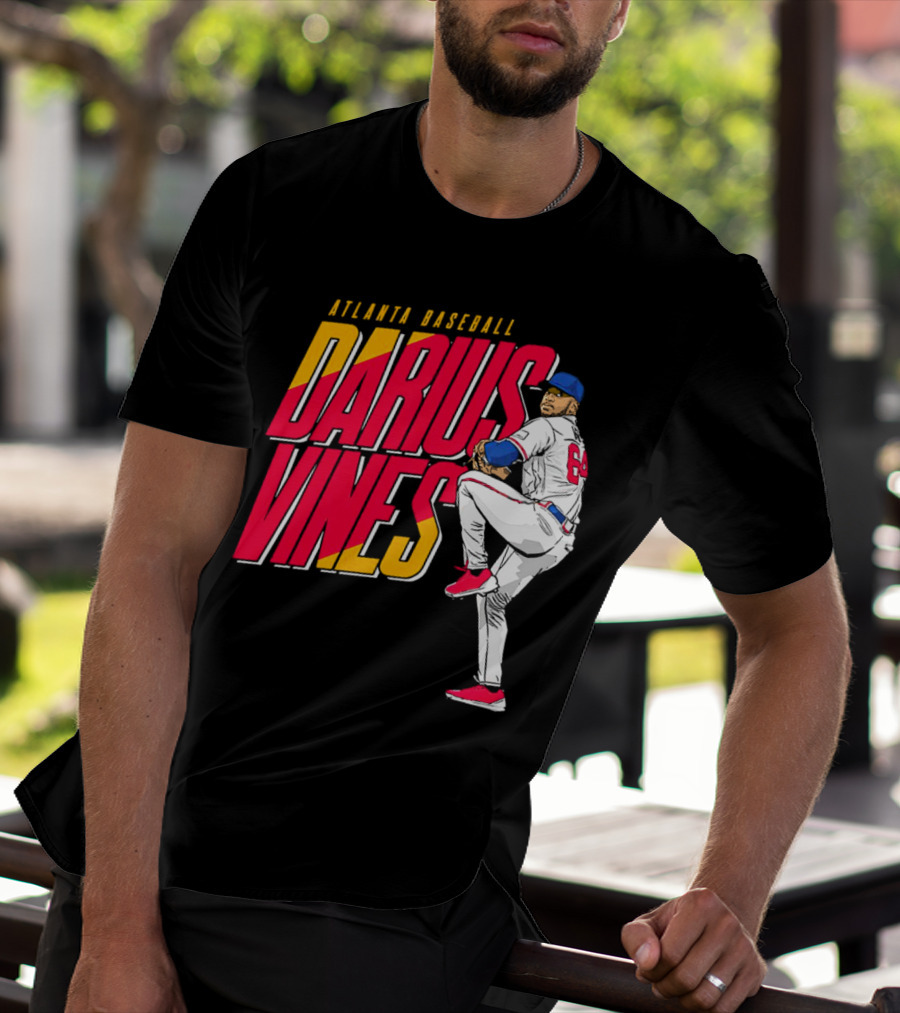 Atlanta Baseball Darius Vines 64 Pitching Action T-Shirt