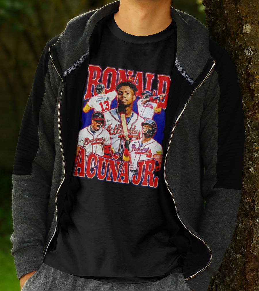 Ronald Acuña Jr Atlanta Braves Vintage Baseball Player Collage T-Shirt