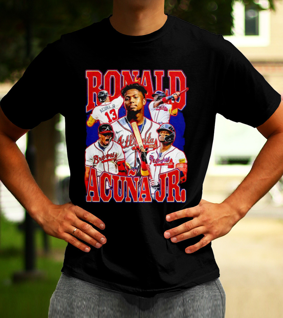 Ronald Acuña Jr Atlanta Braves Vintage Baseball Player Collage T-Shirt