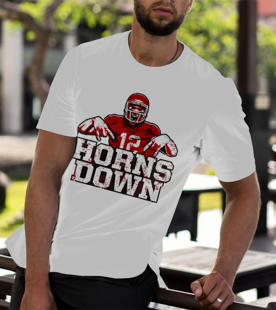 Horns Down 12 Houston Cougars Football T-Shirt
