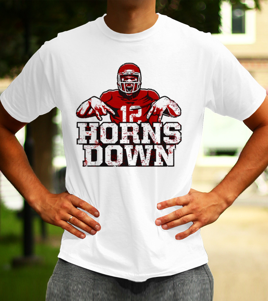 Horns Down 12 Houston Cougars Football T-Shirt