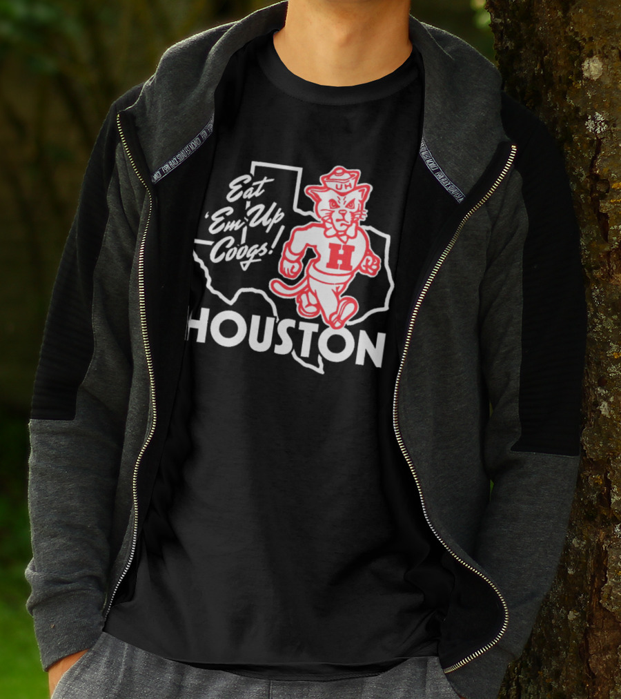 Houston Cougars Eat 'Em Up Coogs Texas State Mascot T-Shirt