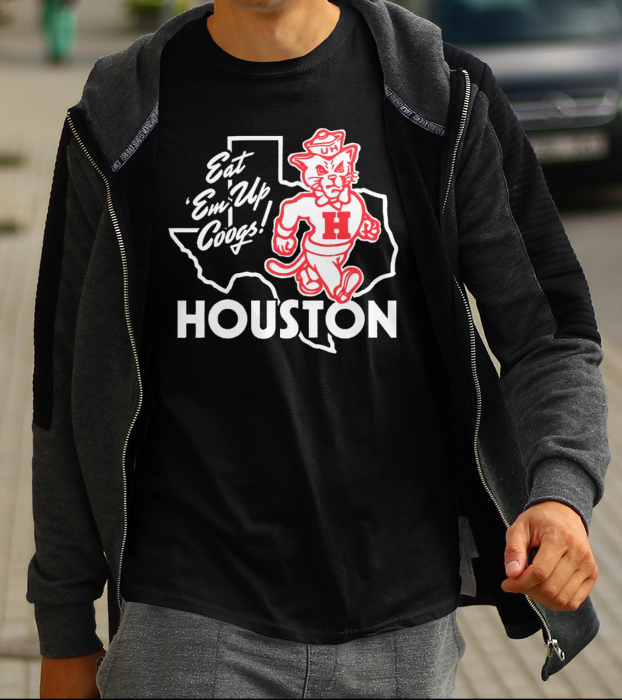 Houston Cougars Eat 'Em Up Coogs Texas State Mascot T-Shirt