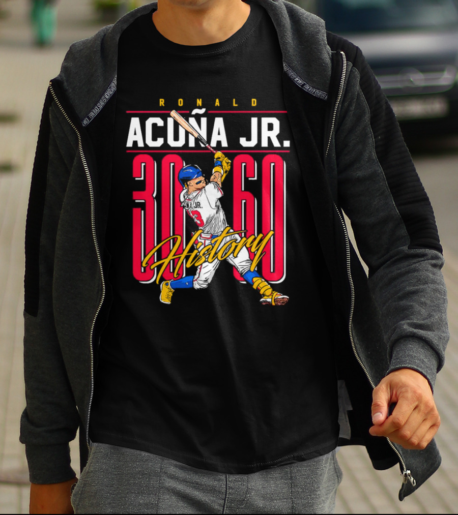 Ronald Acuña Jr. 30 60 History Atlanta Braves Baseball Iconic Achievement T-Shirt
