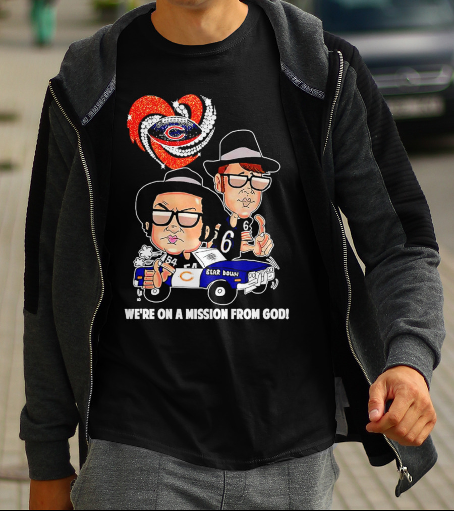 Chicago Bears We're On A Mission From God With Blues Brothers Theme T-Shirt