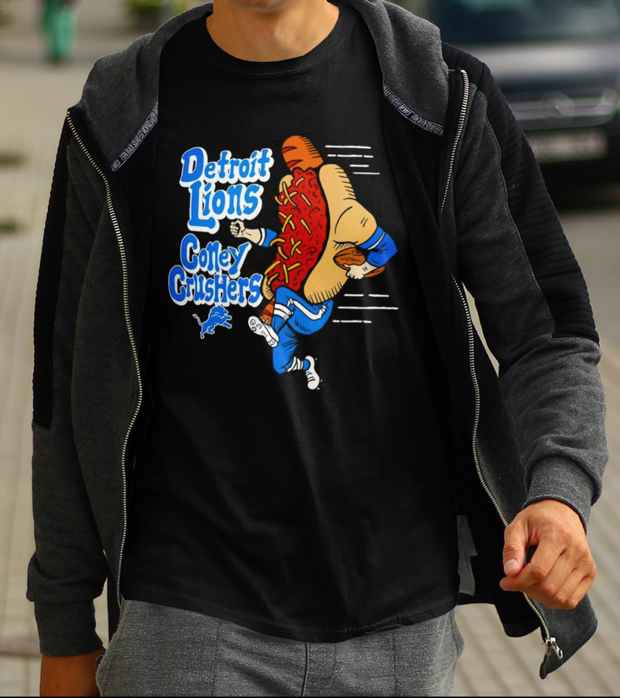 Detroit Lions Coney Crushers Football Hot Dog Dash T-Shirt