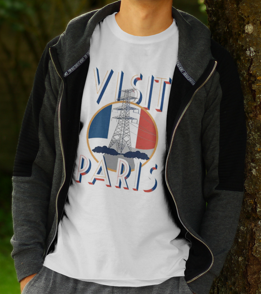 VISIT PARIS Tower Circle Blue Red T-Shirt