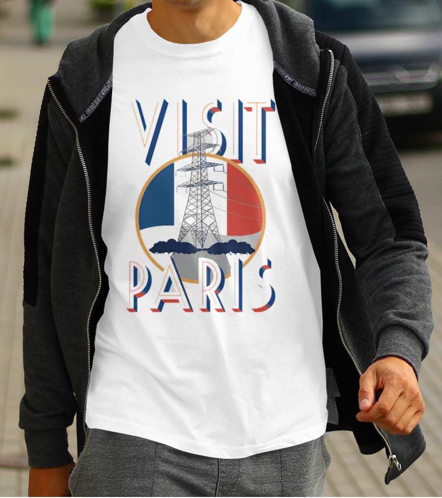 VISIT PARIS Tower Circle Blue Red T-Shirt