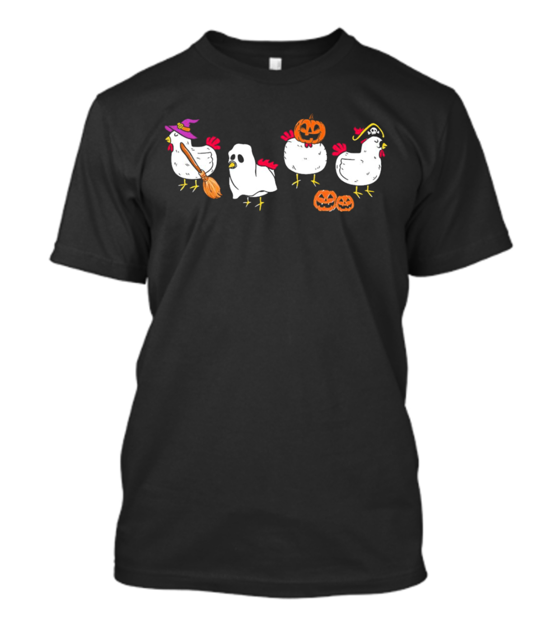 Halloween Chickens In Costumes With Pumpkins T-Shirt