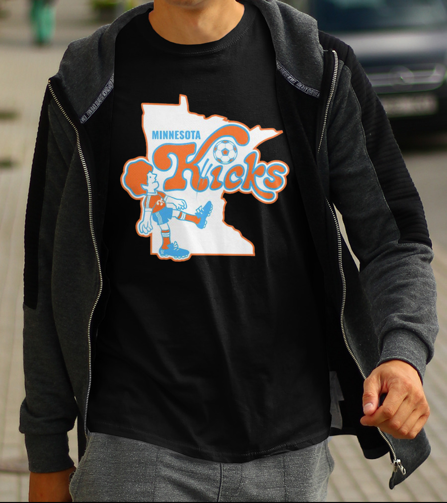 Minnesota Kicks Soccer Player In State Outline T-Shirt