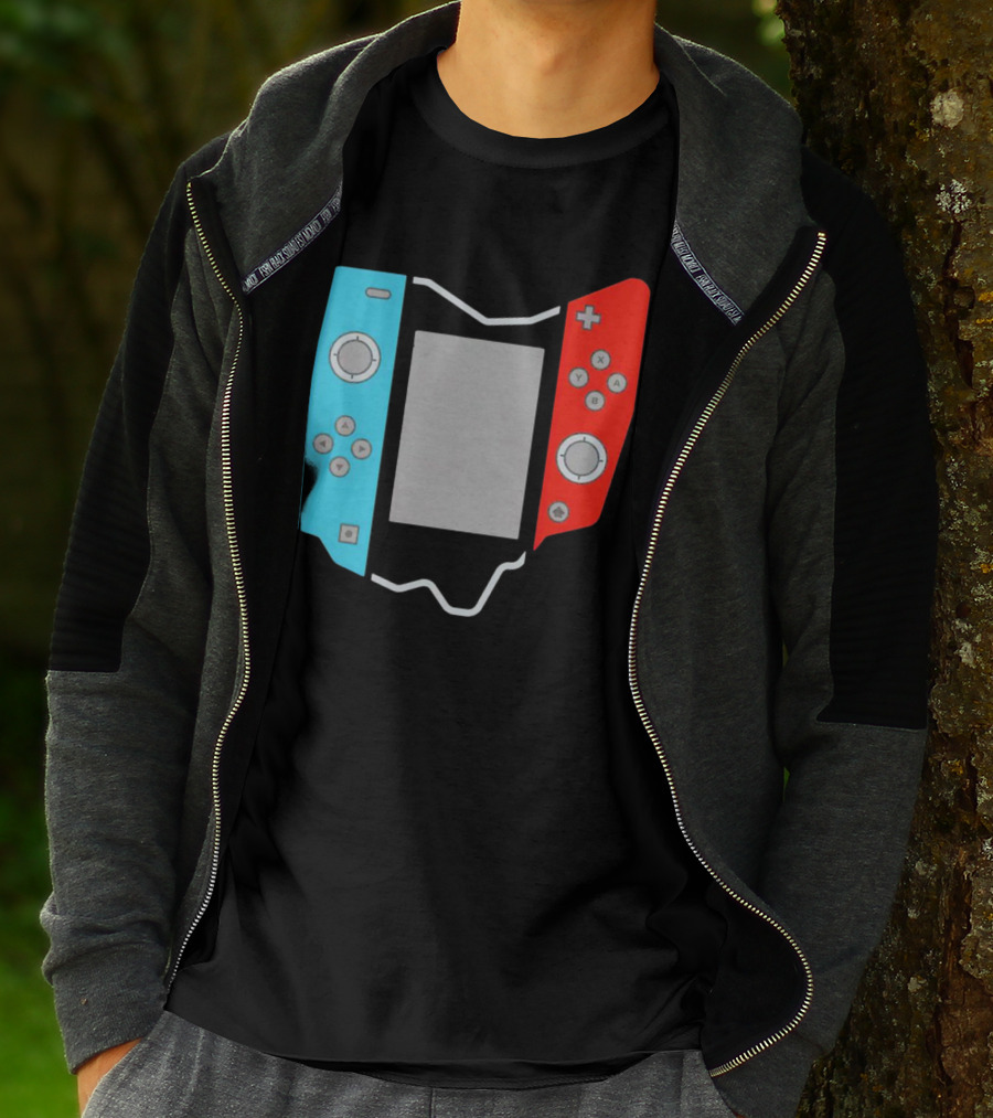 Ohio Gamepad Outline With Blue And Red Controller T-Shirt