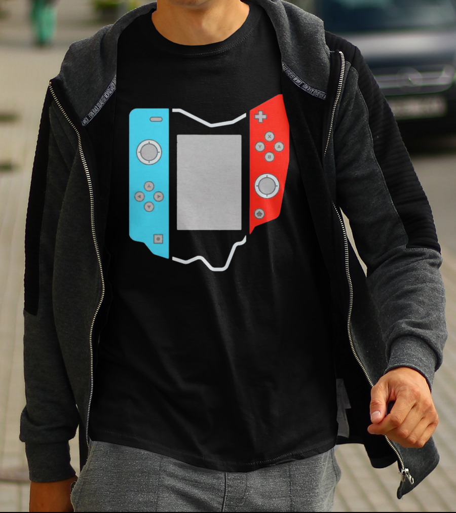 Ohio Gamepad Outline With Blue And Red Controller T-Shirt