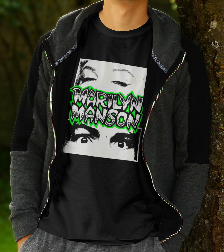 Marilyn Manson Face Illusion With Eyes Contrast T-Shirt