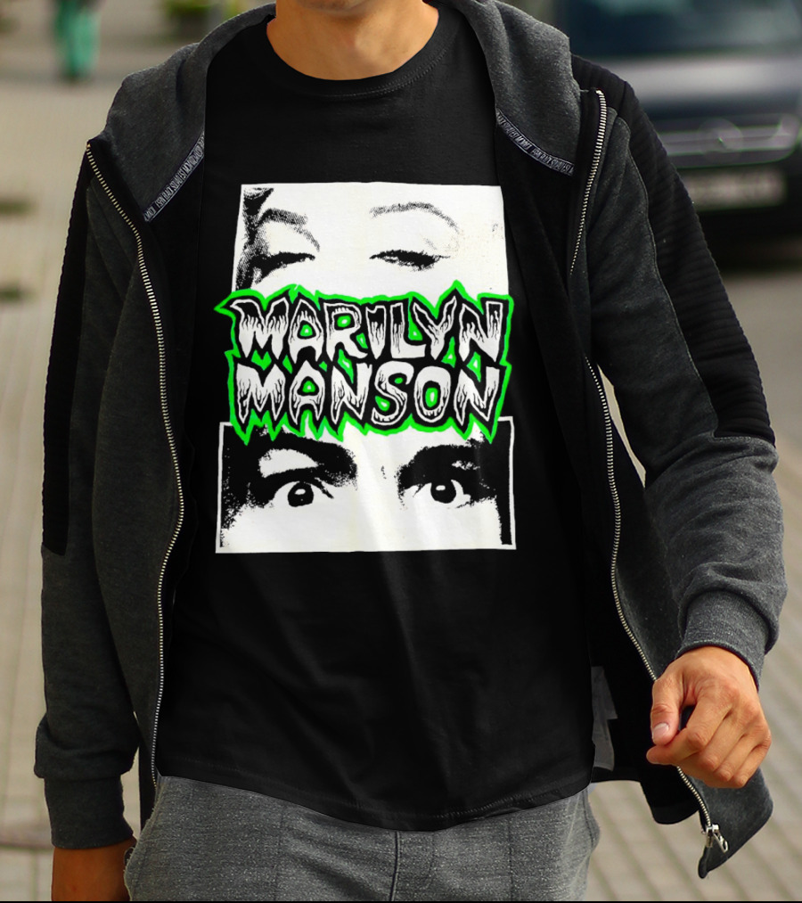 Marilyn Manson Face Illusion With Eyes Contrast T-Shirt