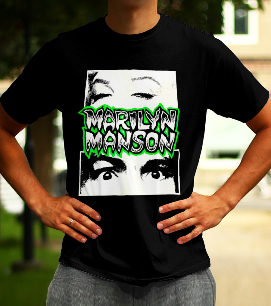 Marilyn Manson Face Illusion With Eyes Contrast T-Shirt