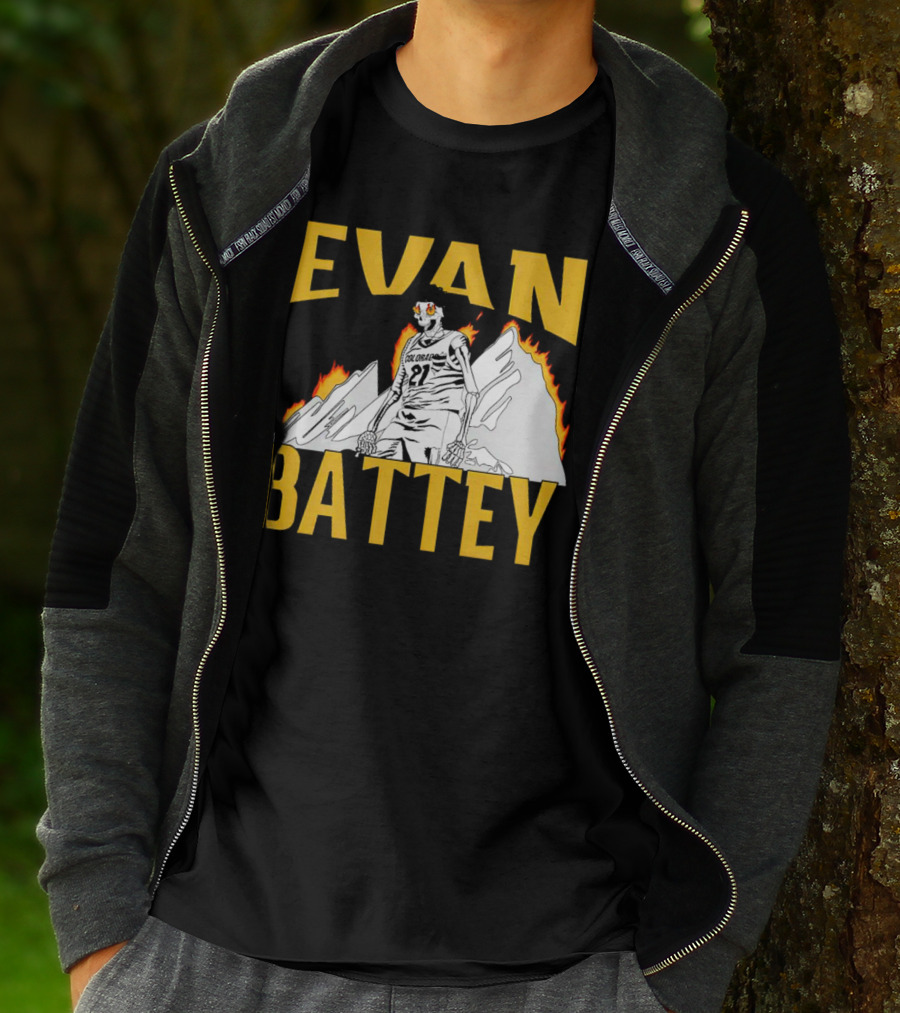 Evan Battey Colorado Buffaloes Basketball 21 Mountain Flames T-Shirt