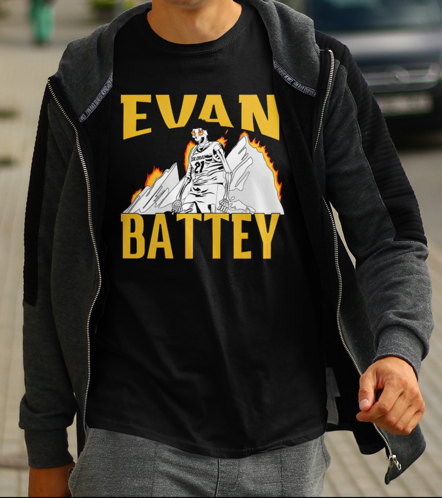 Evan Battey Colorado Buffaloes Basketball 21 Mountain Flames T-Shirt