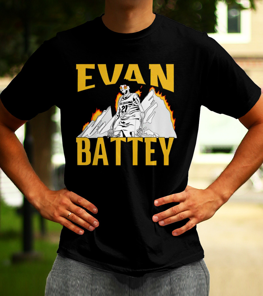 Evan Battey Colorado Buffaloes Basketball 21 Mountain Flames T-Shirt