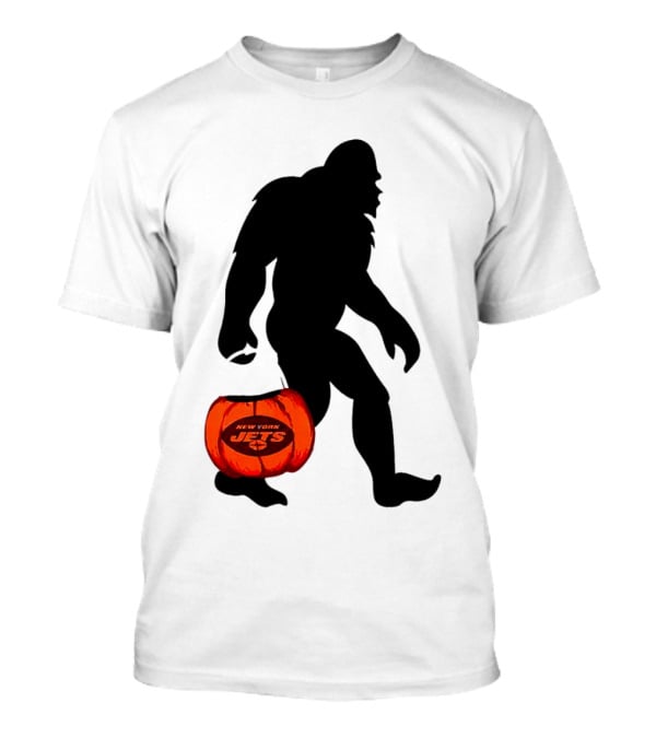 New York Jets Bigfoot Halloween Pumpkin T-Shirt