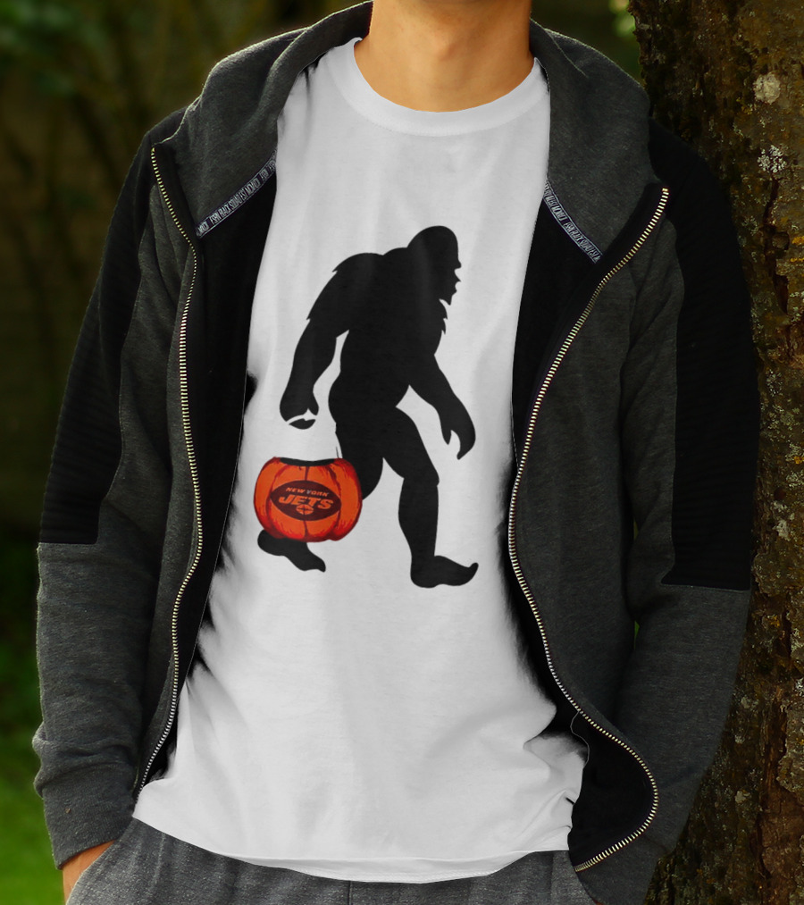 New York Jets Bigfoot Halloween Pumpkin T-Shirt