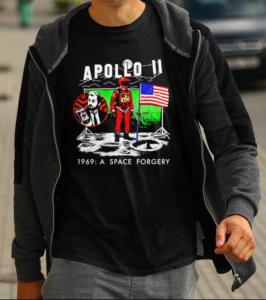 Apollo 11 1969: A Space Forgery Moon Landing Conspiracy With Astronaut And Flag T-Shirt