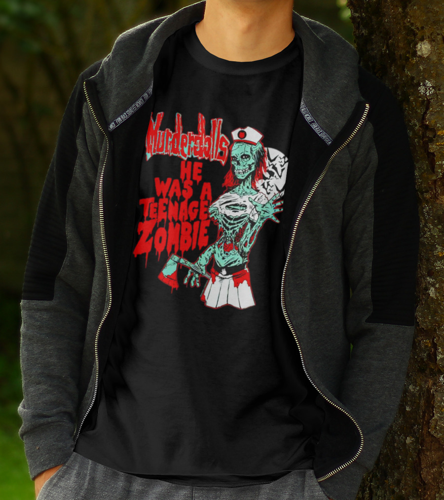 Murderdolls He Was A Teenage Zombie Nurse With Axe And Moon T-Shirt