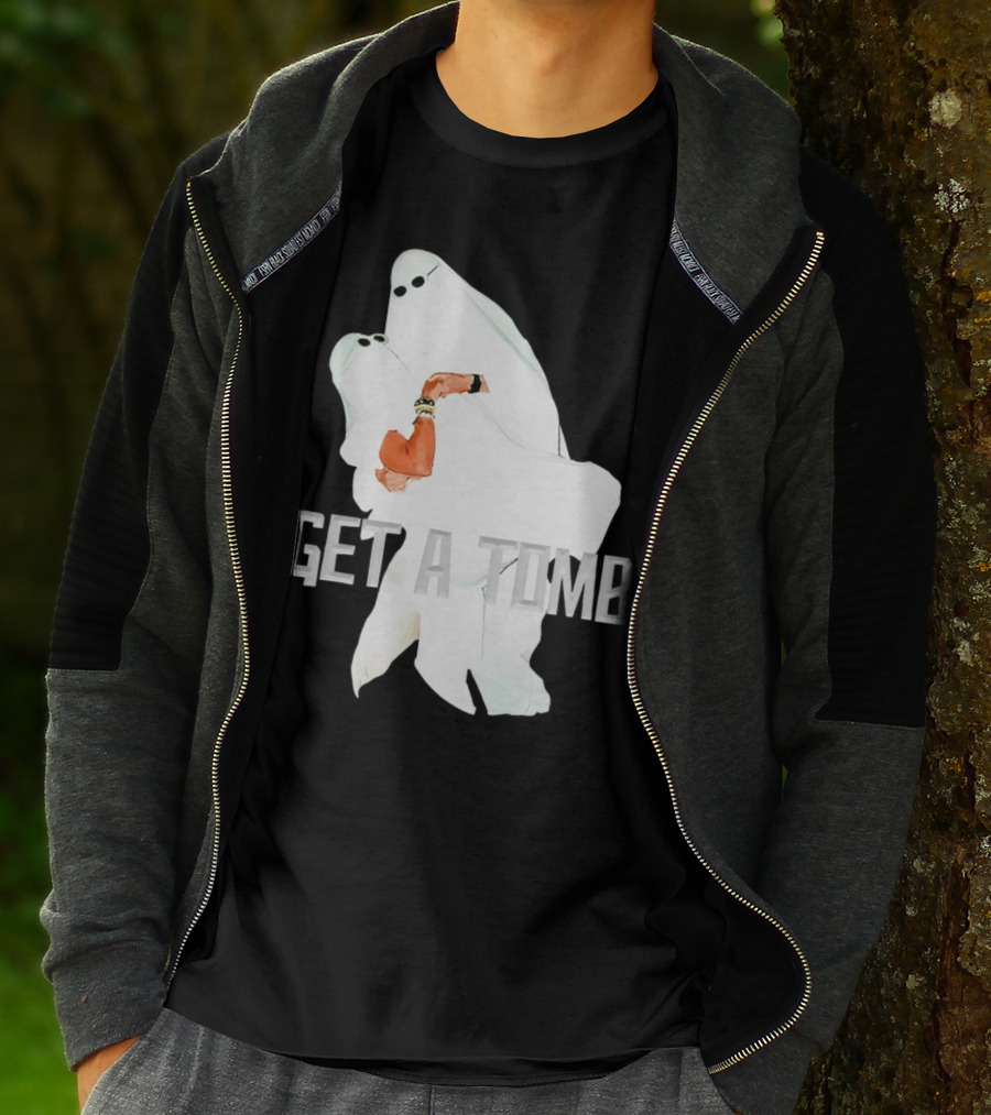 GET A TOMB Ghosts Carrying Figure Halloween Humor T-Shirt