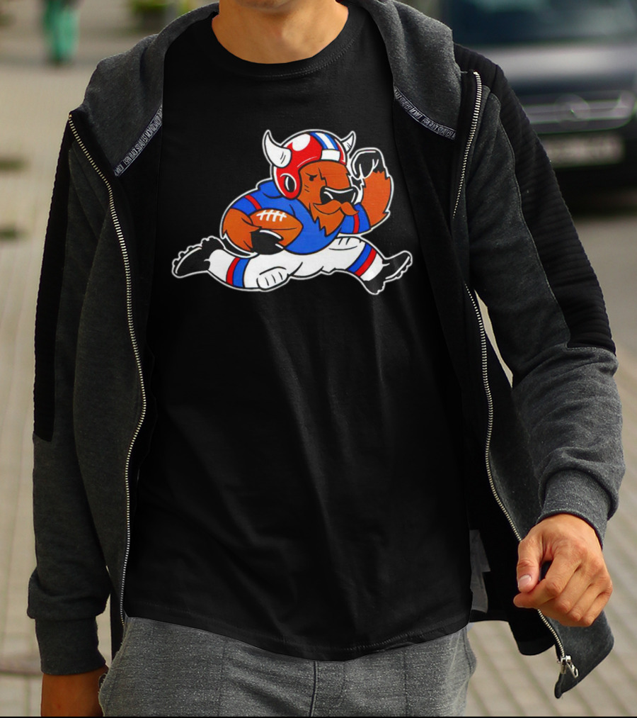 Running Buffalo Football Player In Blue And Red Helmet Monopolizing Wins T-Shirt