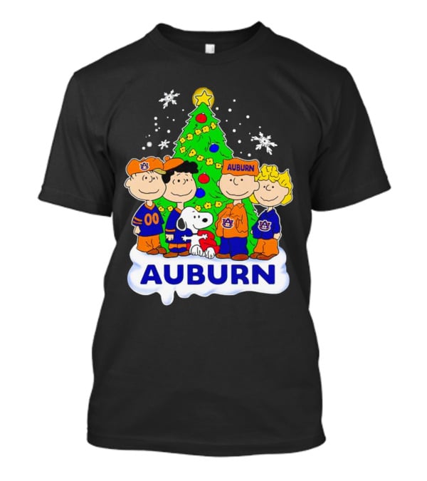 Peanuts Auburn Tigers Christmas Tree Charlie Brown Snoopy Lucy Linus T-Shirt