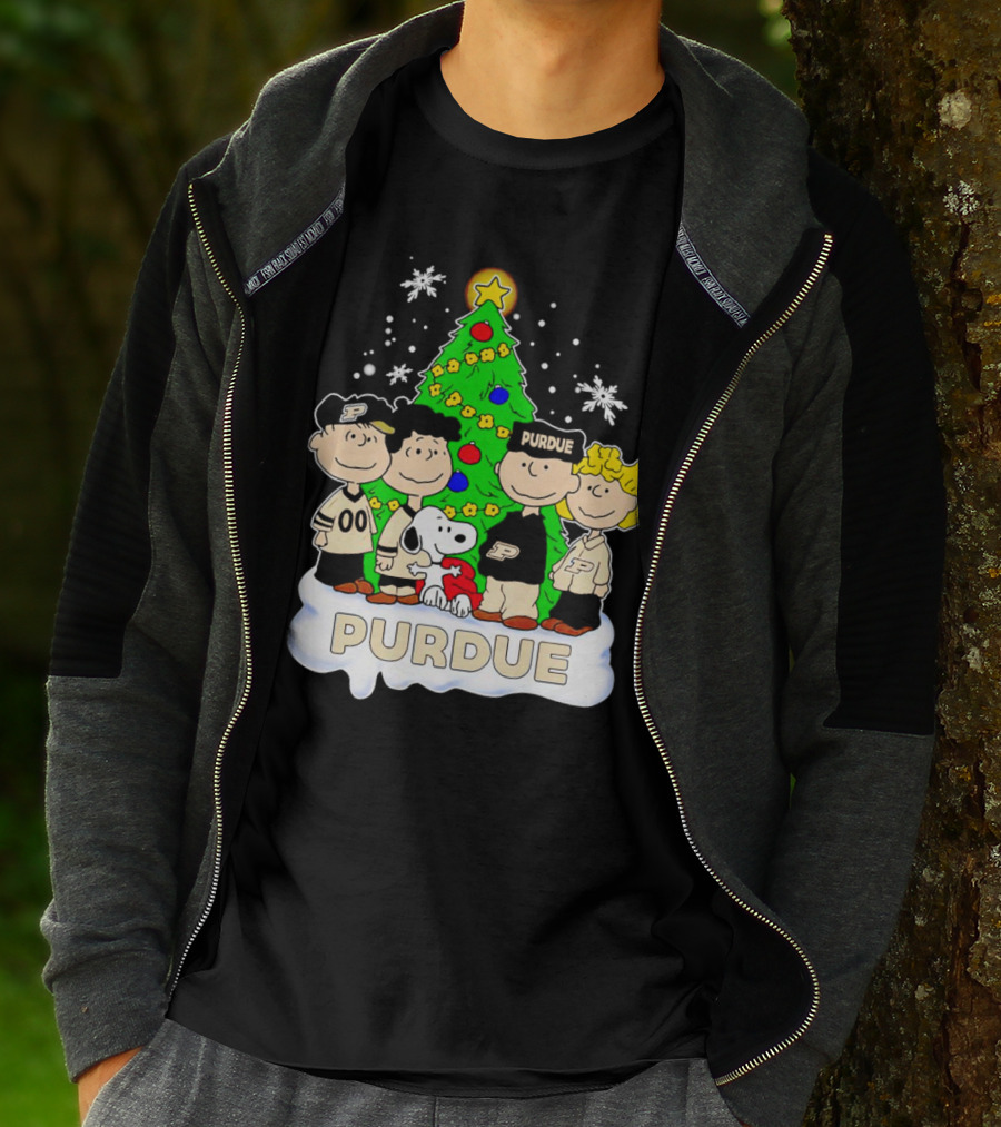 Peanuts Christmas With Purdue Boilermakers Charlie Brown And Snoopy T-Shirt