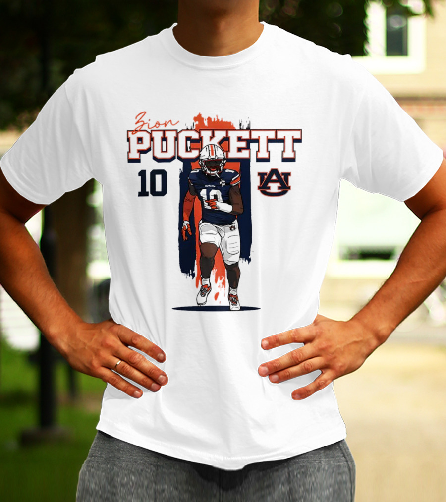 Zion Puckett Auburn Tigers 10 Caricature T-Shirt