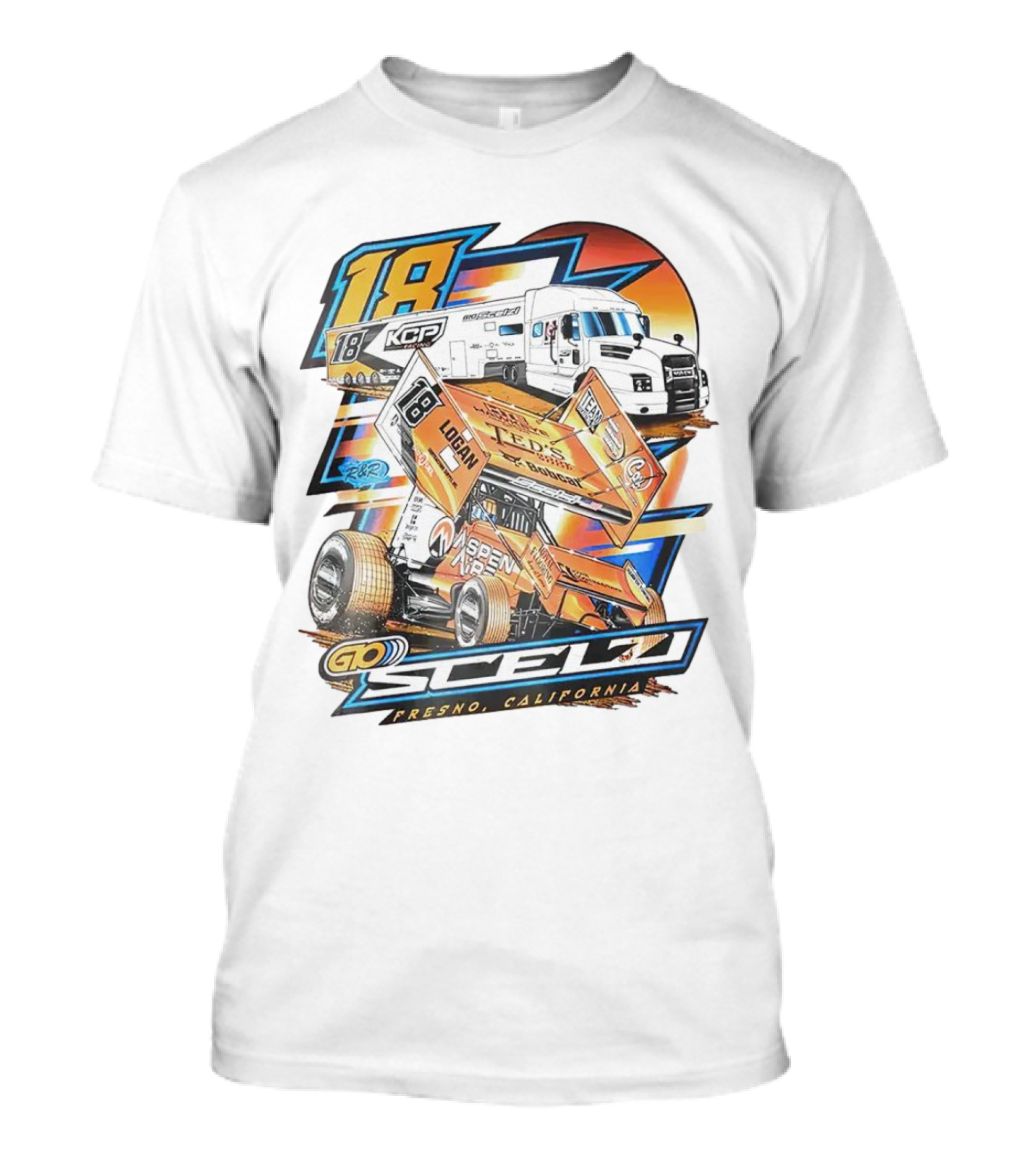 Gio Scelzi Racing KCP 18 Hauler Fresno California Sprint Car T-Shirt