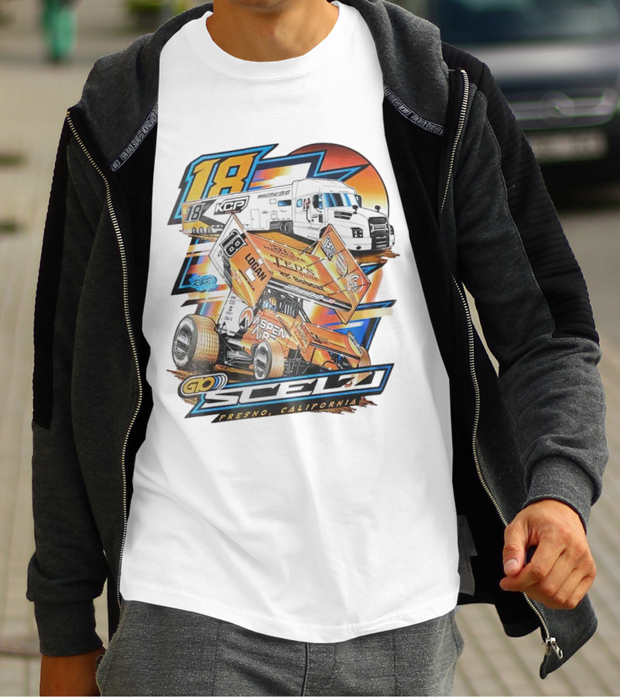 Gio Scelzi Racing KCP 18 Hauler Fresno California Sprint Car T-Shirt