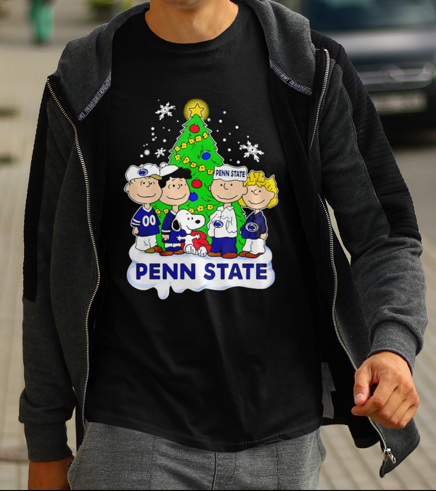 Peanuts Penn State Christmas Nittany Lions Snoopy And Friends Holiday Tree T-Shirt