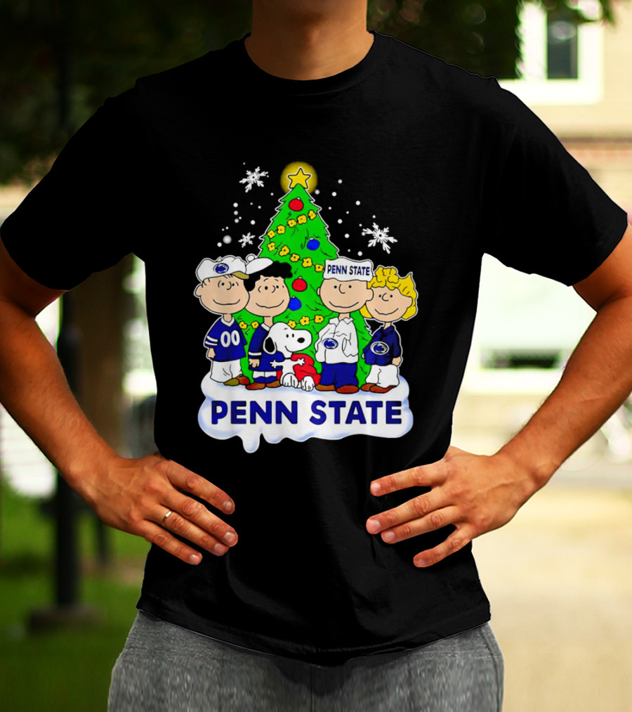 Peanuts Penn State Christmas Nittany Lions Snoopy And Friends Holiday Tree T-Shirt