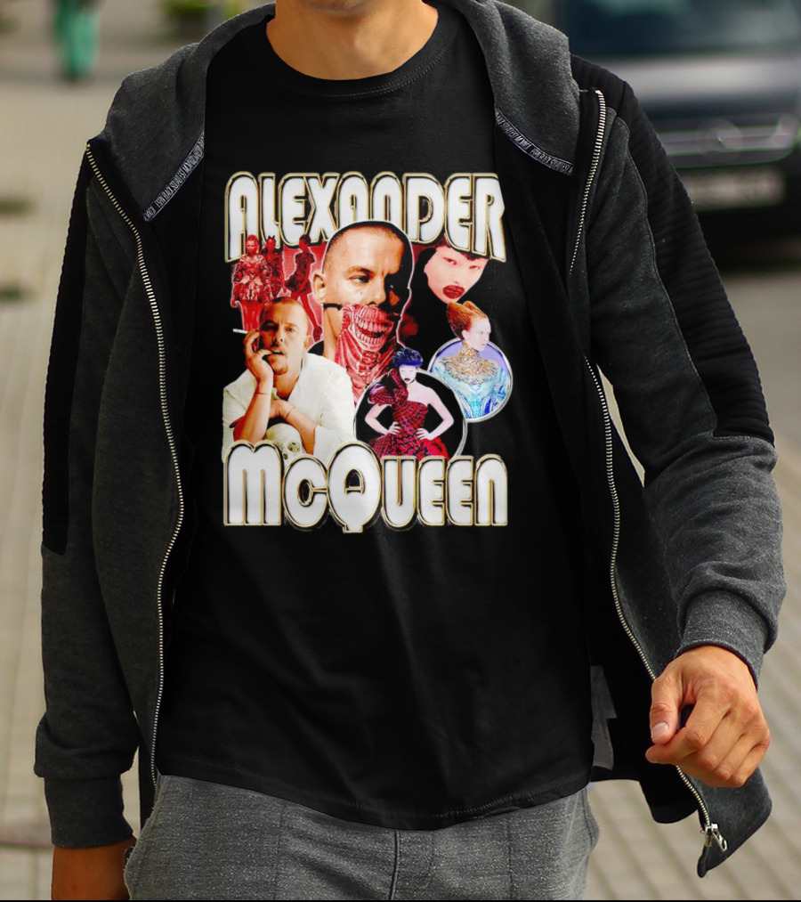 Alexander McQueen Fashion Iconography And Portrait Collage T-Shirt