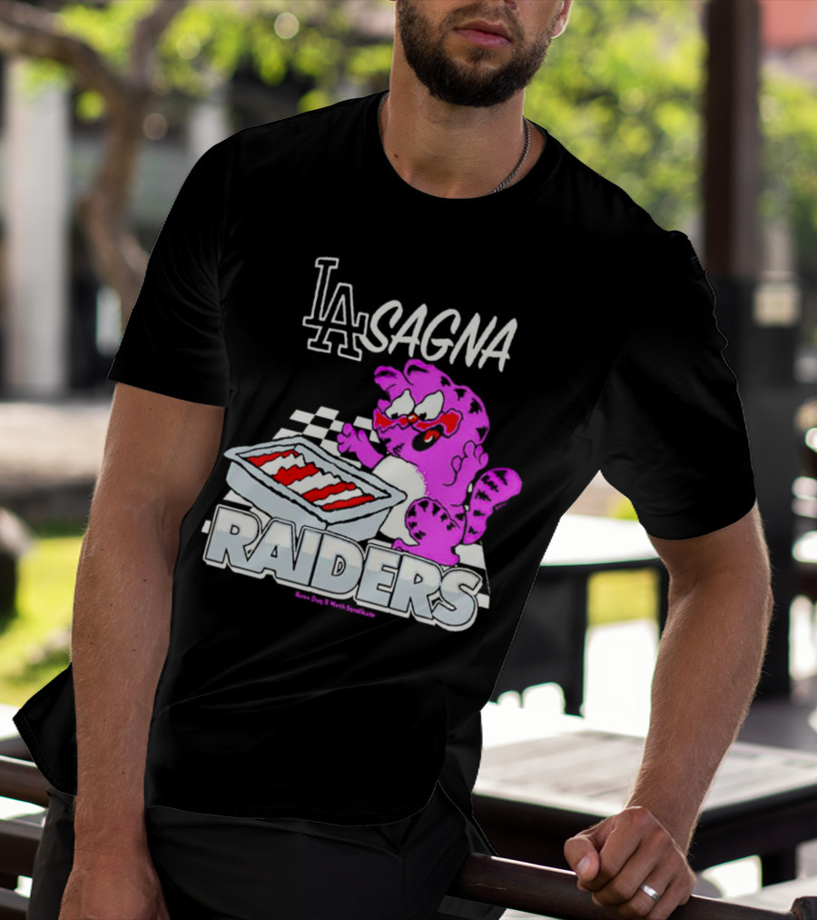 Garfield Lasagna Raiders LA Pink Cat Northumberland T-Shirt