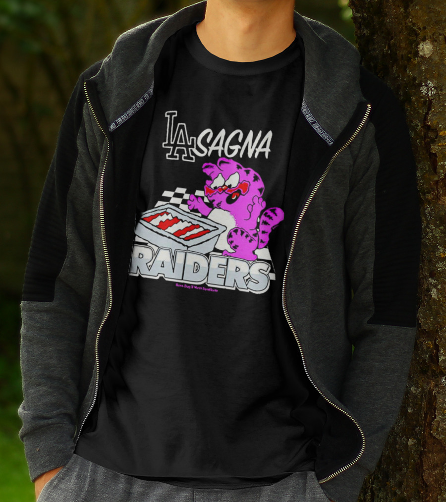 Garfield Lasagna Raiders LA Pink Cat Northumberland T-Shirt