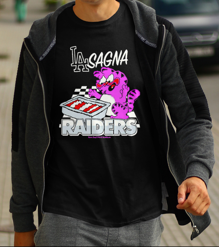 Garfield Lasagna Raiders LA Pink Cat Northumberland T-Shirt