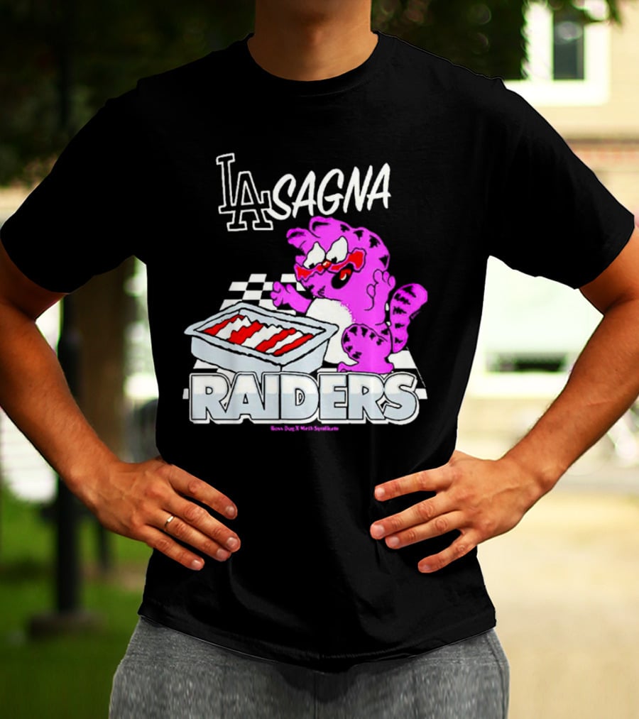 Garfield Lasagna Raiders LA Pink Cat Northumberland T-Shirt