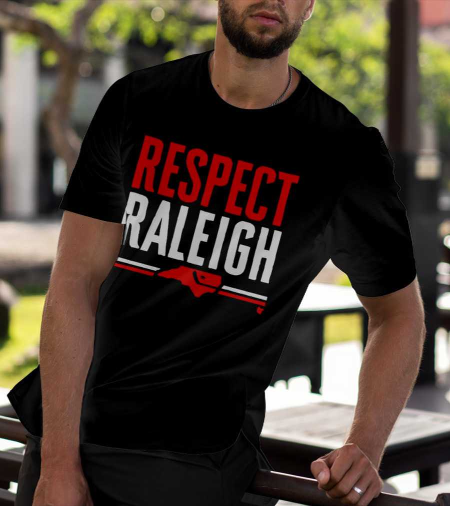 Respect Raleigh North Carolina Map Outline T-Shirt