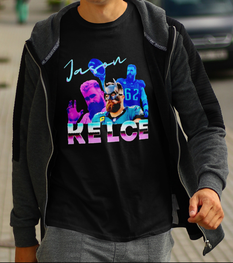 Jason Kelce Philadelphia Eagles Football Player Retro Collage T-Shirt