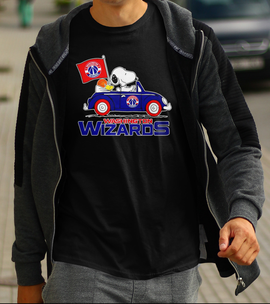 Washington Wizards Snoopy Driving Car With Basketball T-Shirt