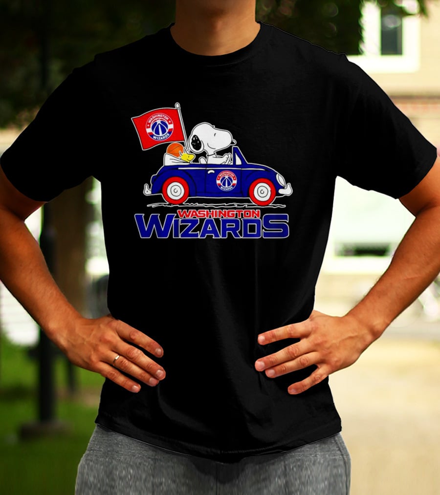Washington Wizards Snoopy Driving Car With Basketball T-Shirt