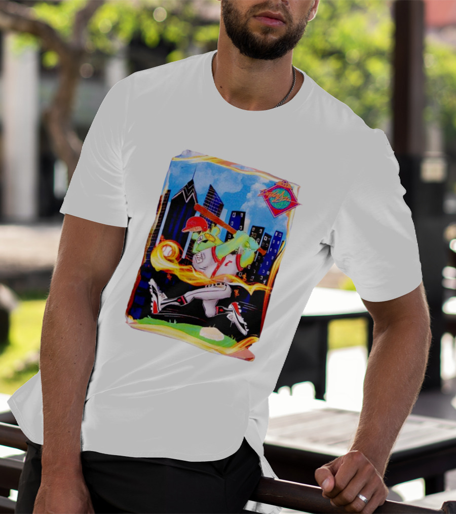 King Saladeen Baseball Caricature With Philadelphia Skyline And Color Splash T-Shirt