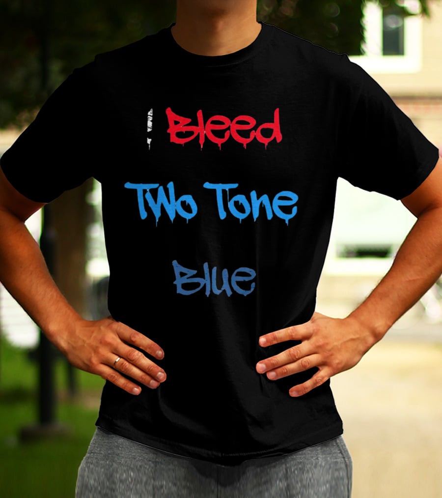 I Bleed Two Tone Blue Dripping Graffiti T-Shirt